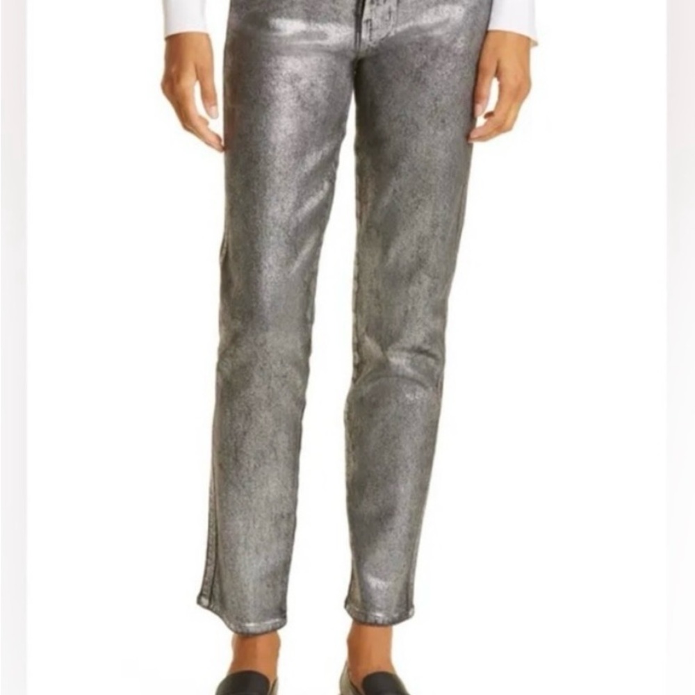 Frame Denim Metallic Silver Jeans